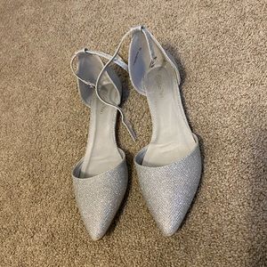 silver glitter flats